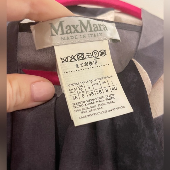 Max Mara - Grey Abstract printed Silk Draped - Picture 3 of 4